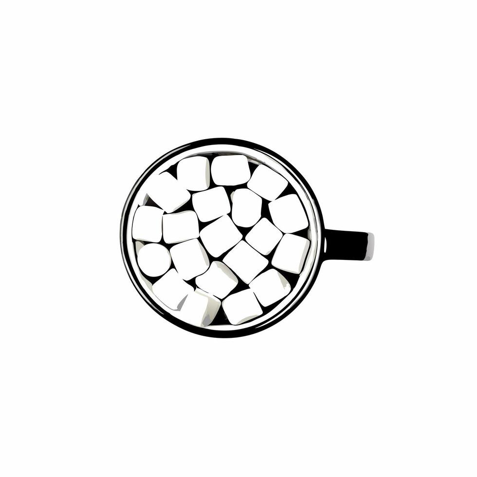 Flying hot cocoa mug with marshmallows isolated on white background concept as A hot cocoa mug with marshmallows floats in mid air emitting warmth and coziness The floating design Squre vector