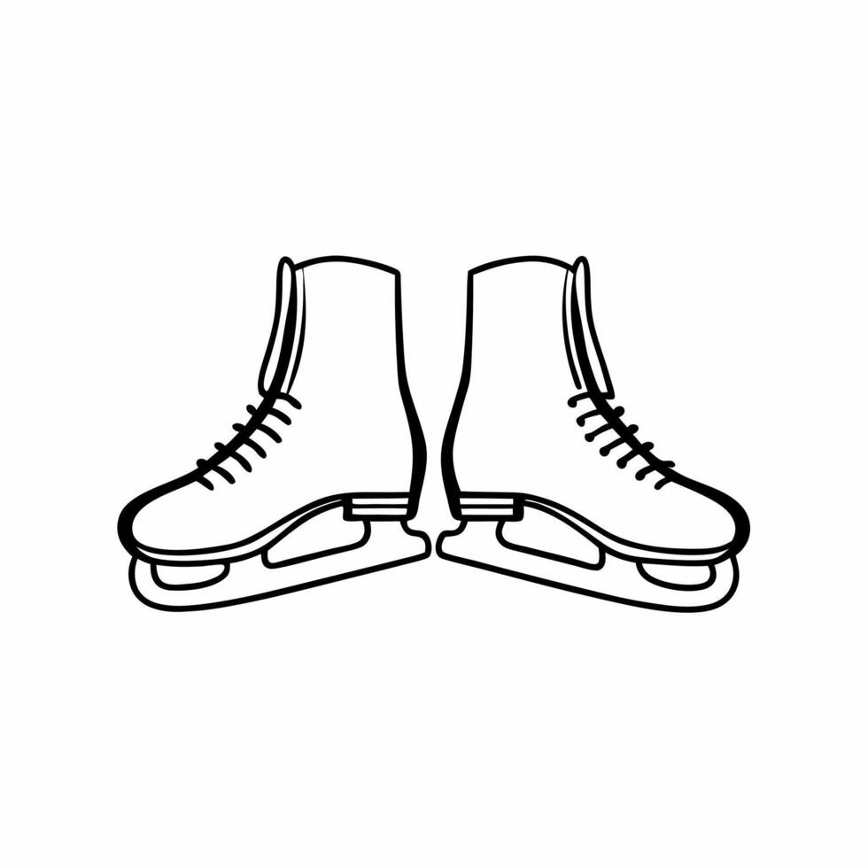 Flying pair of ice skates with frosted blades isolated on white concept as A pair of ice skates with frosted blades float effortlessly in the air creating a dynamic winter sports v Squre vector