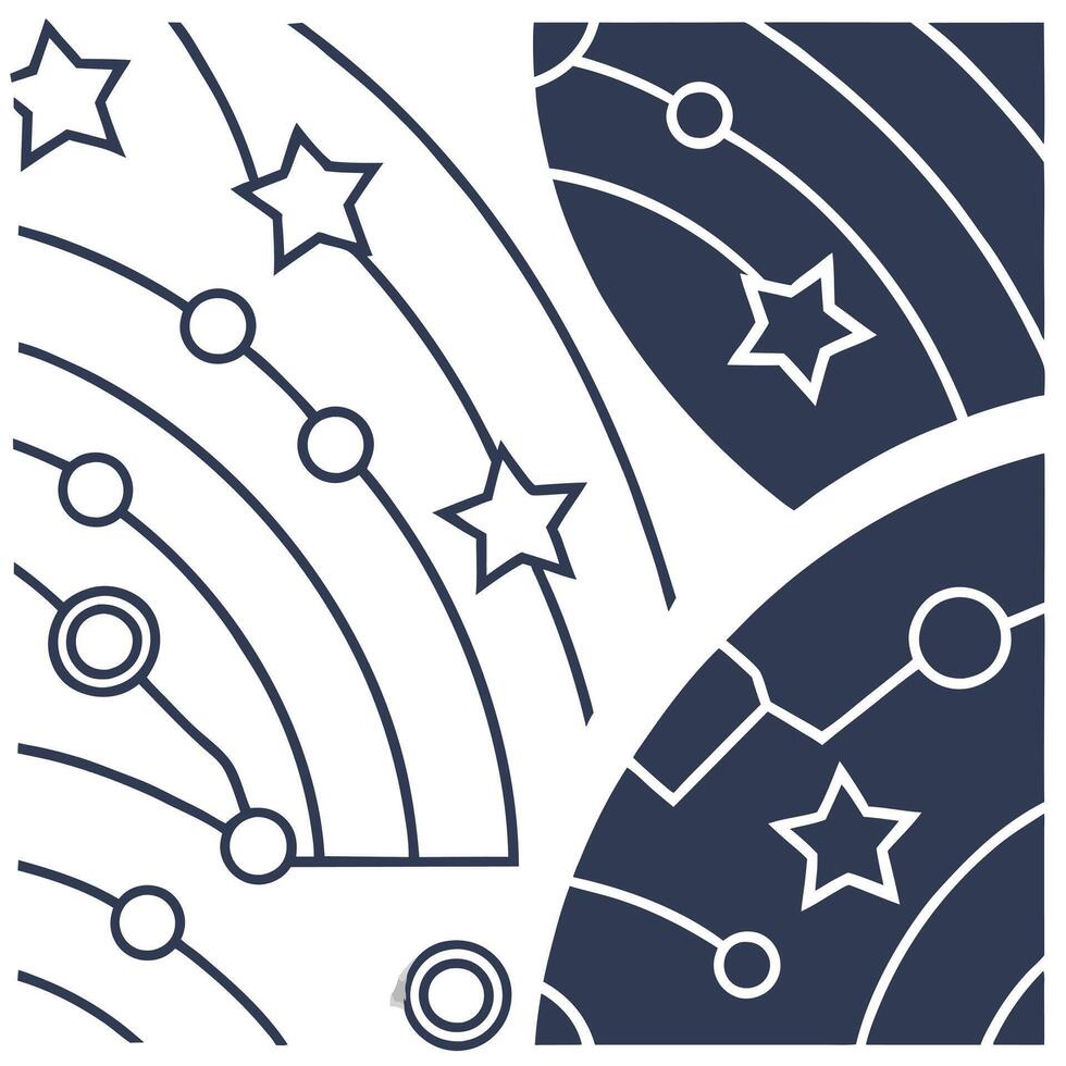 Fuse stylized symbolic forms circuit like lines and crisp white spaces into seamless pattern maximizing futuristic brand edge concept as Showcase minimal arcs bridging luminous mot Squre vector