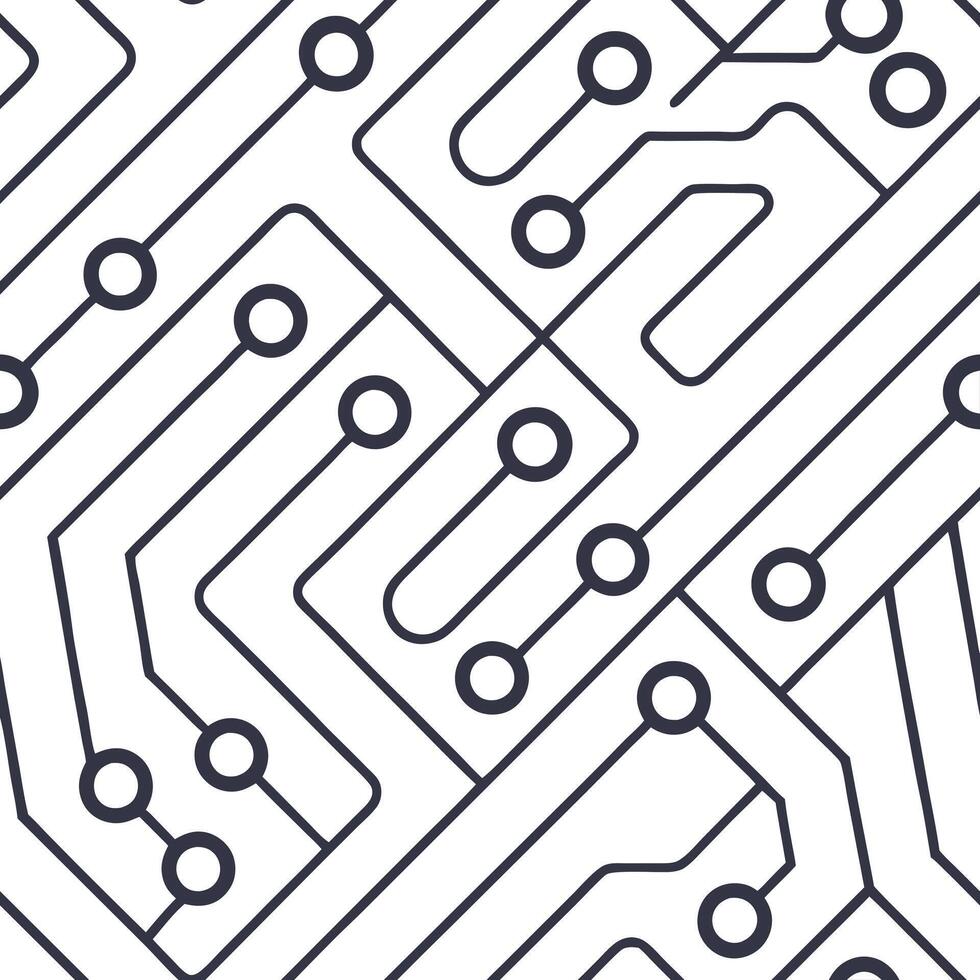Futuristic techno circuits tile design showcasing dynamic electronic pathways and digital circuit patterns isolated white balance generating innovative seamless art concept as Dyna Squre vector