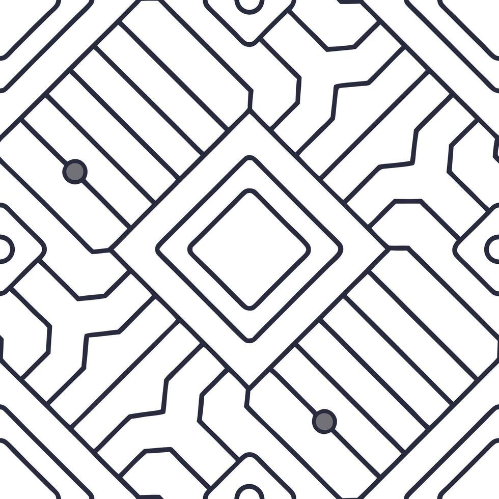Generate diamond lattice circuits connecting linear microchips bold white background delivering high tech geometric style concept as Diamond lattice circuits link microchips in lin Squre vector