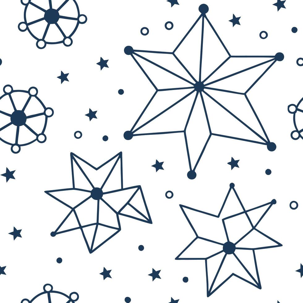 Generate futuristic seamless patterns featuring star clusters and geometric forms on white backgrounds for science fiction themed brand visuals concept as Combine star based shapes Squre vector