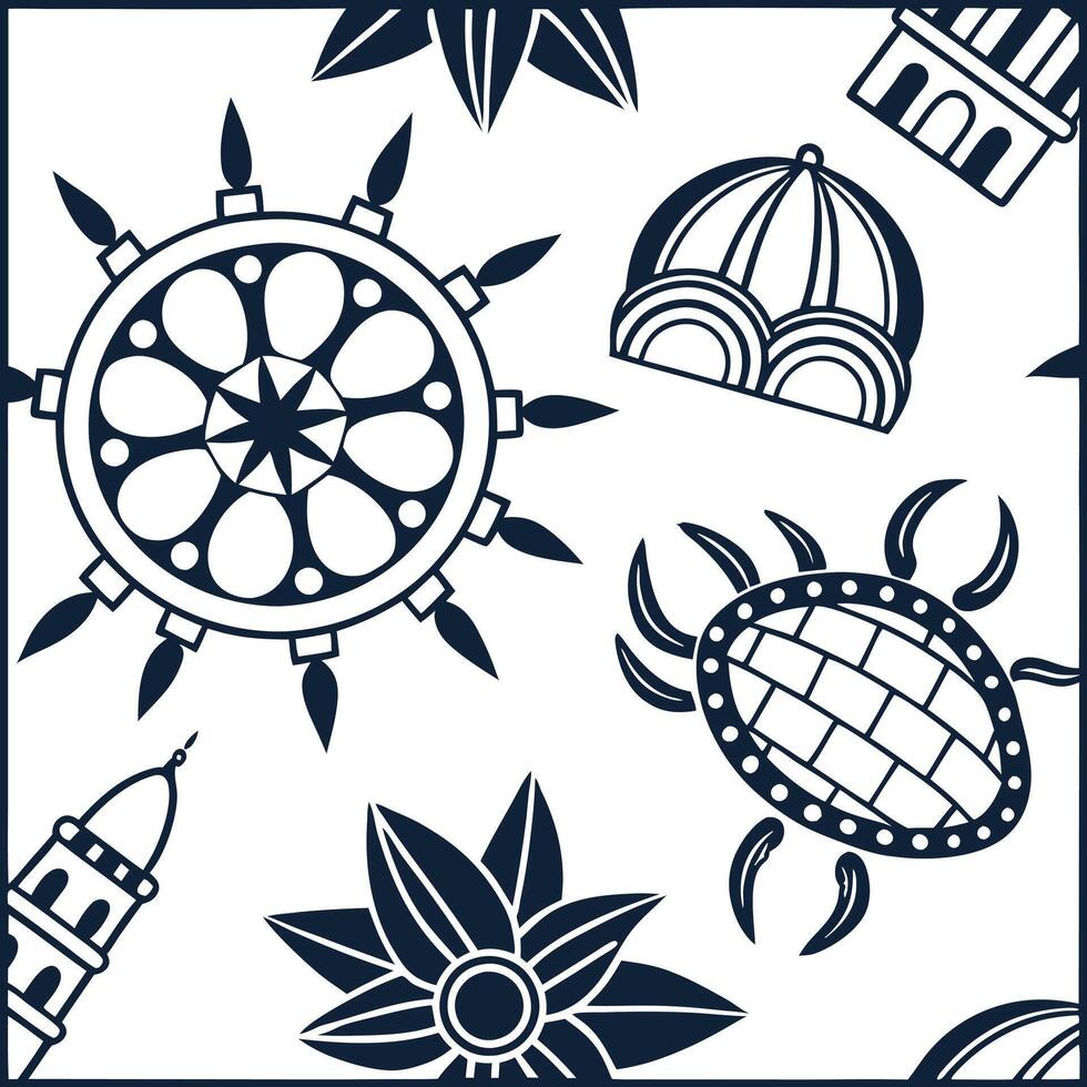 Generate seamless ethnic patterns with cultural symbols and regional artwork in repeatable formats perfect for print and digital use concept as Combine regional artwork and cultura Squre vector