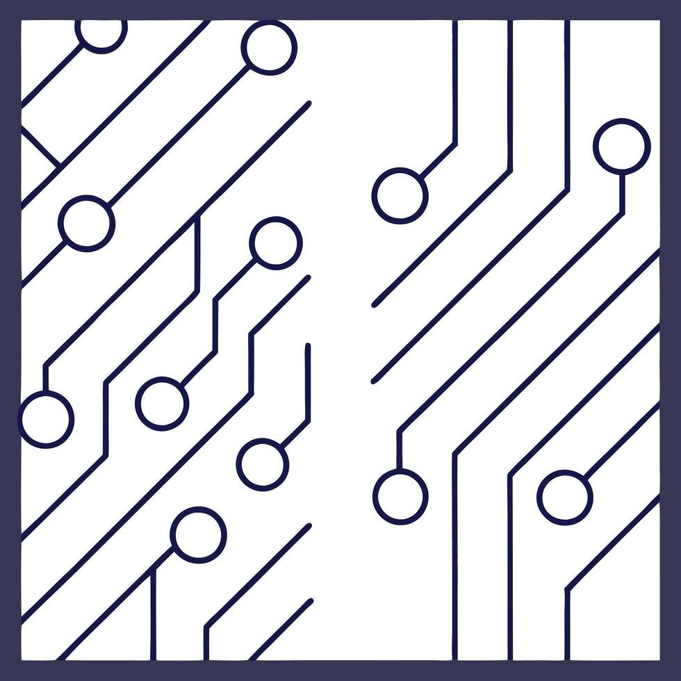 Generate sleek tile layout combining stylized circuit lines geometry and isolated white fields emphasizing advanced minimalism concept as Showcase futuristic networks with refined Squre vector