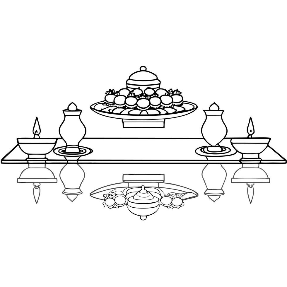 Glossy background of a Labh Pancham feast setup concept as A glossy and inviting background depicting a traditional Labh Pancham feast setup The scene includes a table set with va Squre Set 2 vector