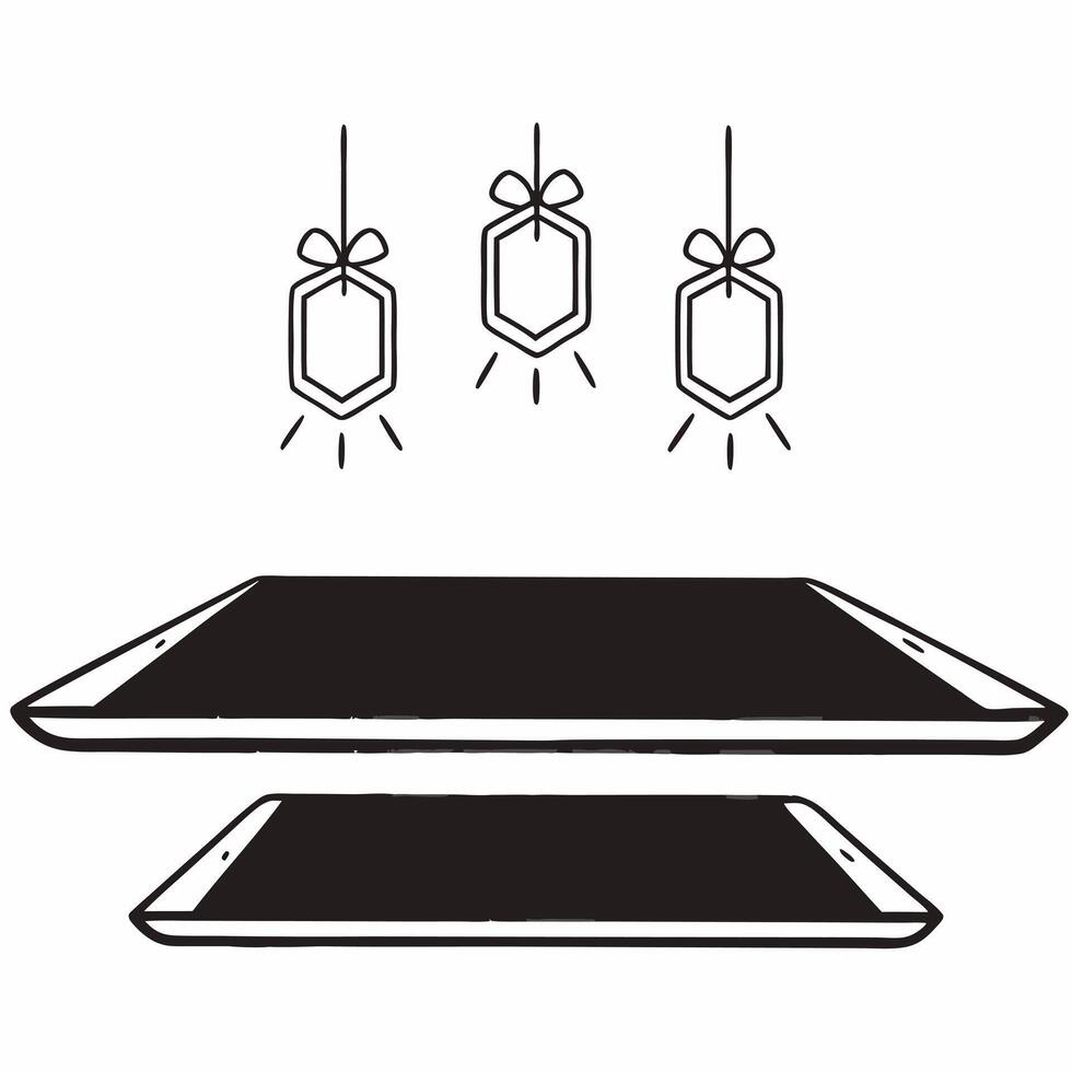 Glossy background of floating tech accessories with Cyber Monday prices concept as A glossy background featuring floating tech accessories with glowing Cyber Monday price tags The Squre vector