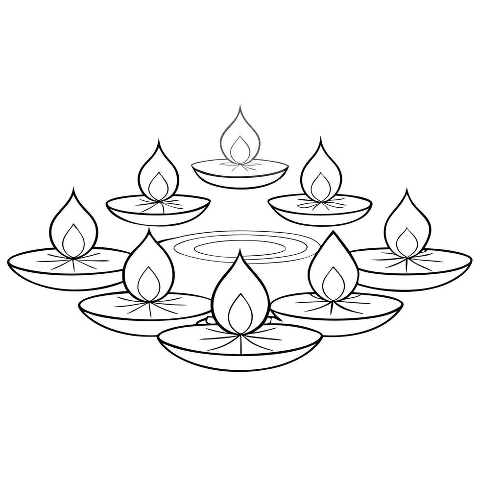 Glossy background of Labh Pancham diya arrangement on water concept as A glossy and serene background featuring a floating arrangement of diyas on water for Labh Pancham The diyas Squre Set 4 vector