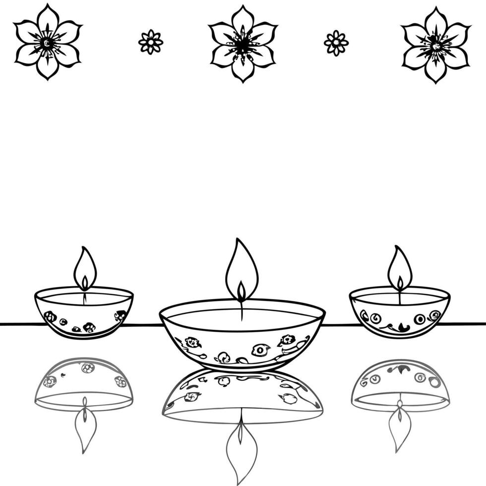 Glossy background of Labh Pancham diya patterns with floral accents concept as A glossy and artistic background featuring diya patterns with floral accents for Labh Pancham The di Squre Set 2 vector