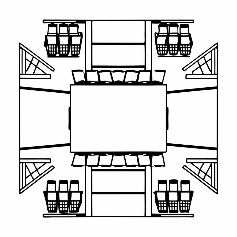 Glossy Background with Shopping Carts and Products concept as A glossy background featuring shopping carts and various products arranged in an organized layout with reflections Th Squre vector