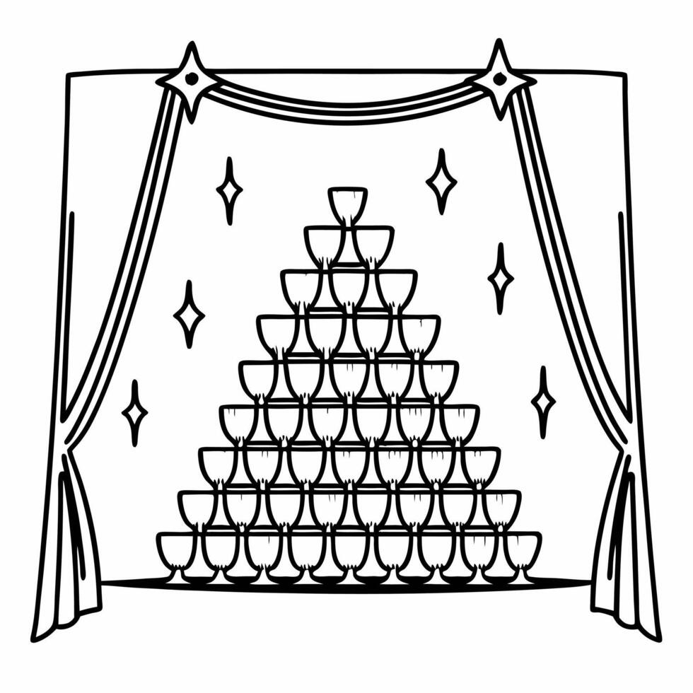 Glossy Champagne Tower concept as A glossy background featuring a tower of champagne glasses symbolizing the elegance and sophistication of New Year 2026 The camera captures the r Squre vector
