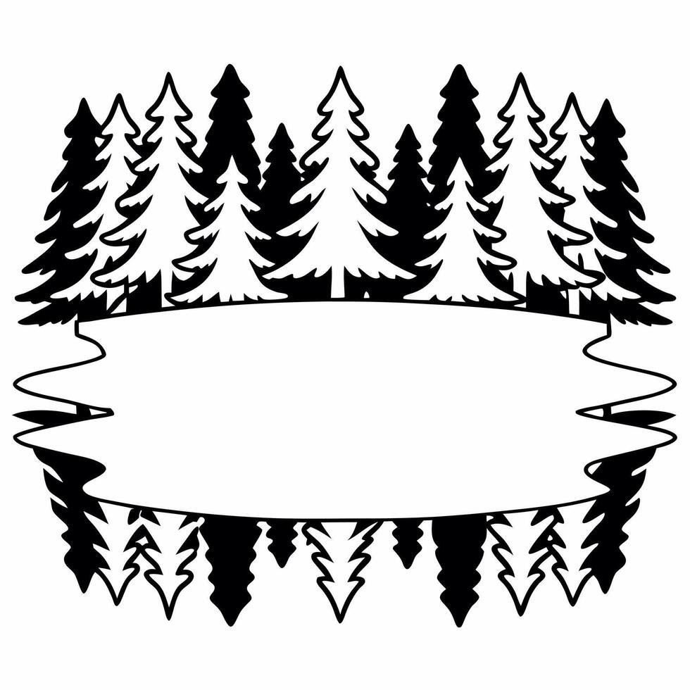 Glossy frozen lake with snow capped trees and clear copy space concept as A glossy frozen lake reflects snow capped trees in the background with a clear area of open water in the m Squre vector