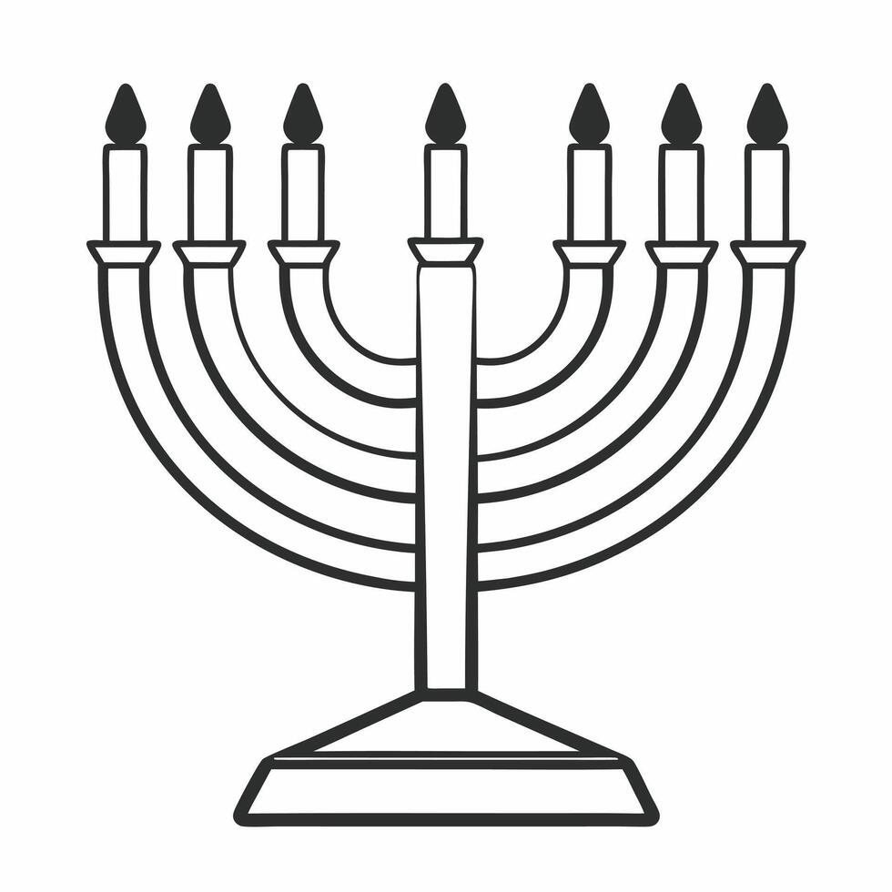 Glossy menorah with digital neon lights on a dark background and copy space concept as A glossy menorah with digital neon lights glowing against a dark background leaving a large c Squre vector