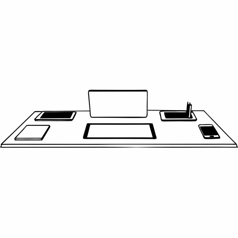 Glossy Office Desk with Business Tools concept as A glossy background featuring an office desk with various business tools and digital coupons The design is ideal for business foc Squre vector