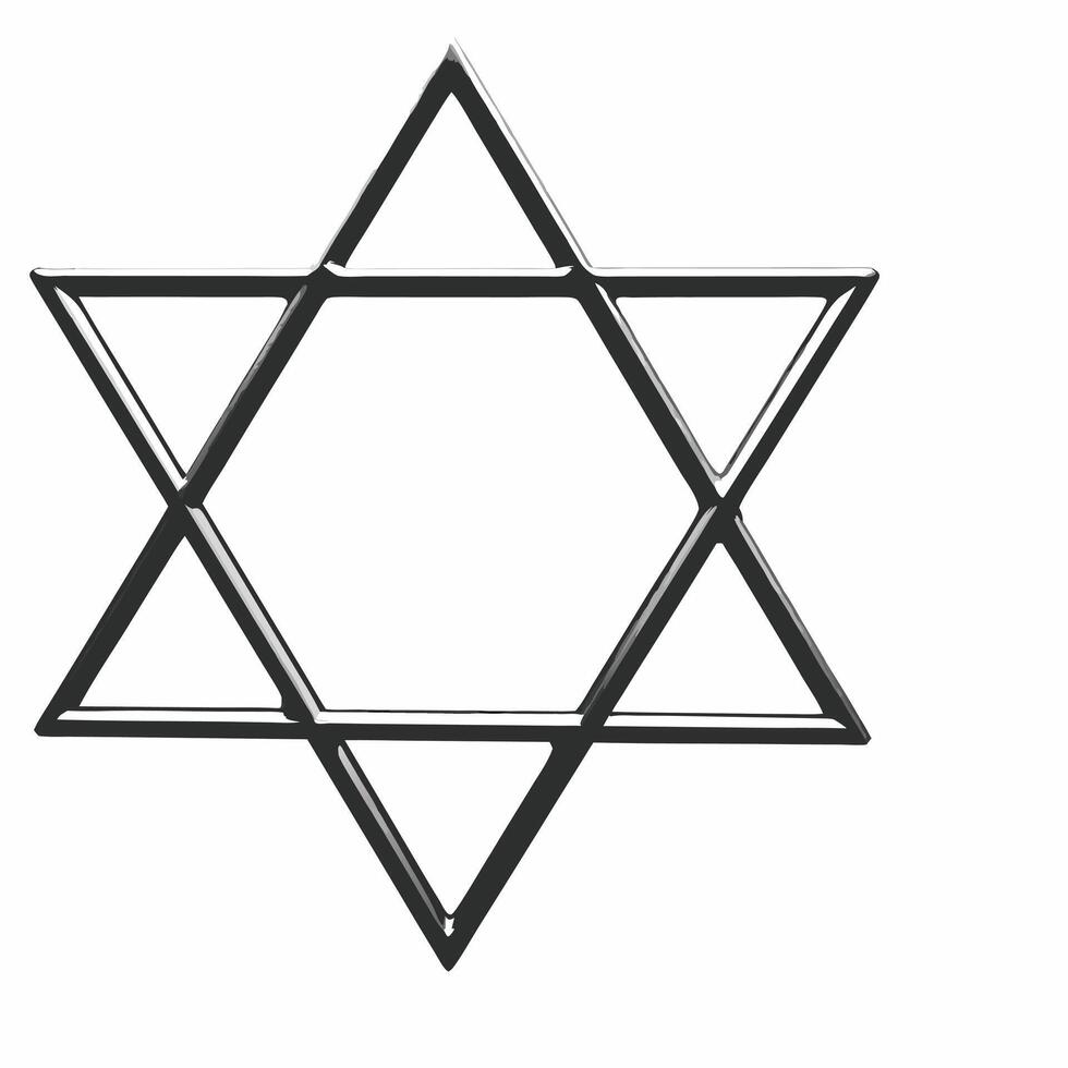 Glossy Star of David floating on dark gradient background with copy space concept as A glossy Star of David floating against a dark gradient background with copy space in the lower Squre vector