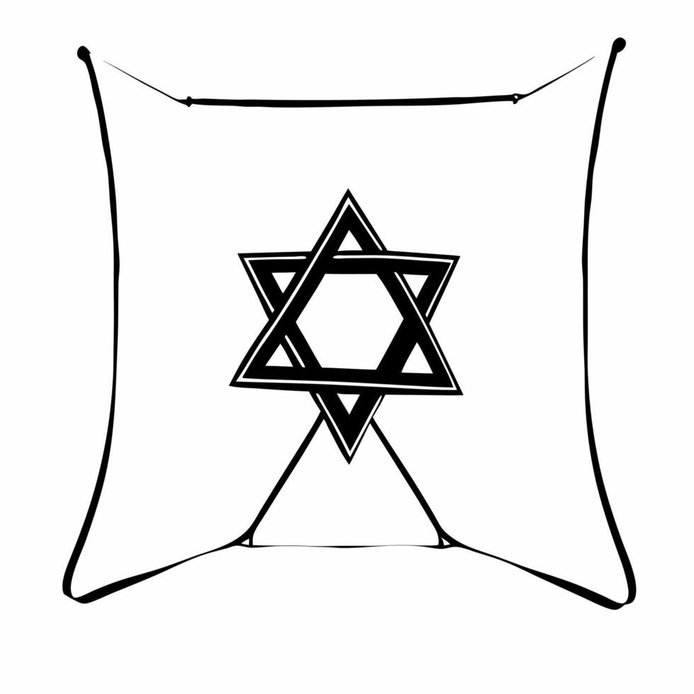 Glossy Star of David floating on a glossy black background with copy space concept as A glossy Star of David floats on a shiny black background with large copy space at the bottom Squre vector