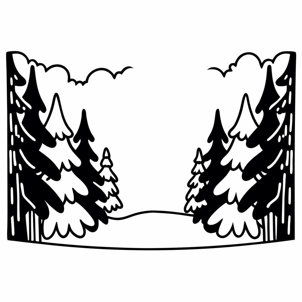 Glossy winter forest with snow covered trees and clear copy space concept as A serene winter forest with snow covered trees provides a calm glossy background The frosted branches Squre vector