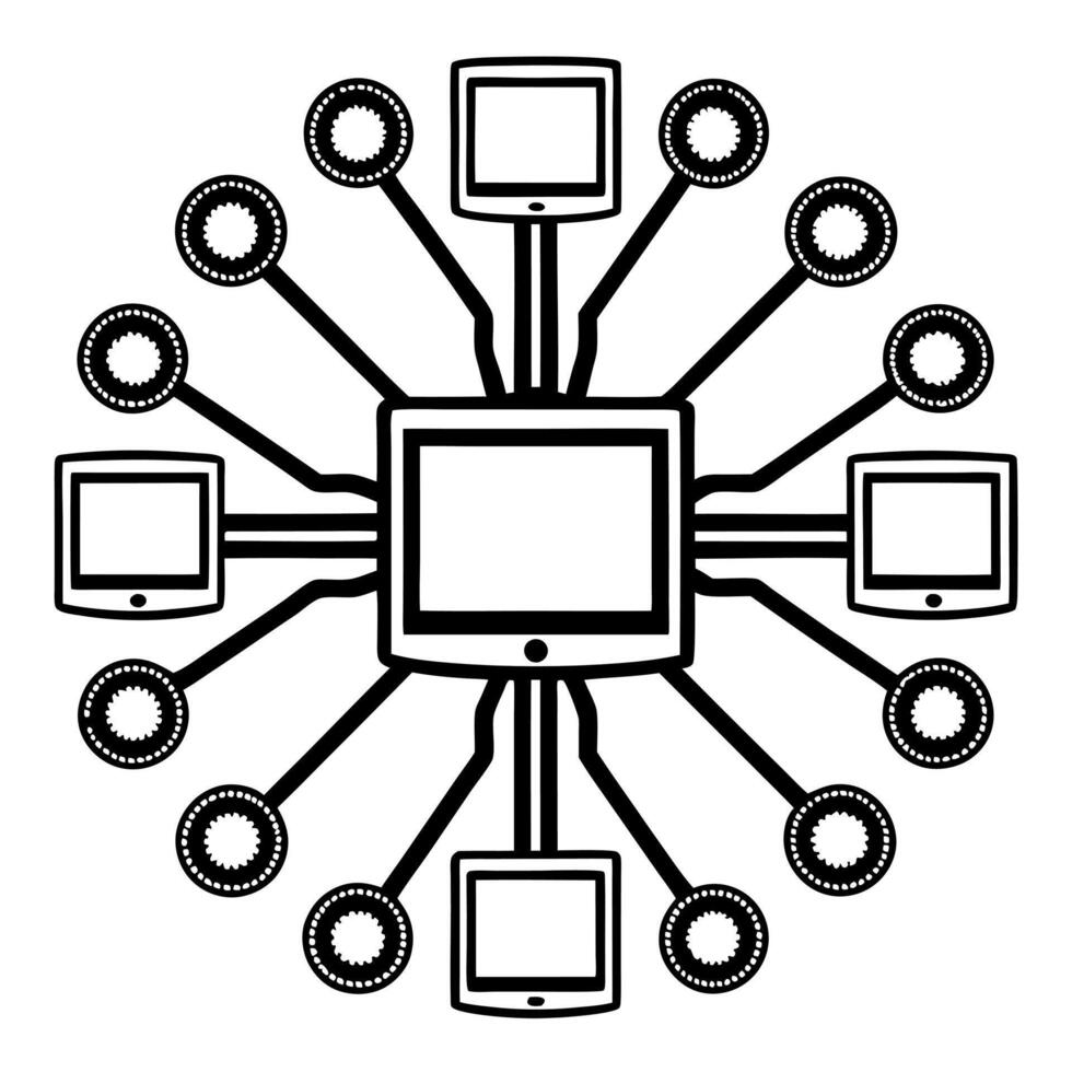 Glowing Abstract Acquisition with Corporate Expansion Symbols concept as A glowing abstract digital art design featuring corporate expansion symbols and acquisition icons represent Squre vector