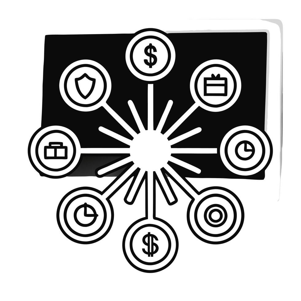 Glowing Abstract Cash Acquisition with Digital Assets Icons concept as A glowing abstract digital art design featuring cash symbols and digital assets icons representing corporate Squre vector