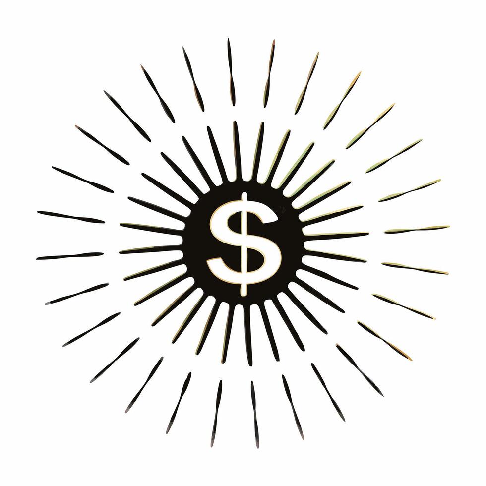 Glowing Abstract Dollar Sign with Light Trails concept as A vibrant digital art piece featuring a glowing dollar sign surrounded by dynamic light trails in an abstract background Squre vector