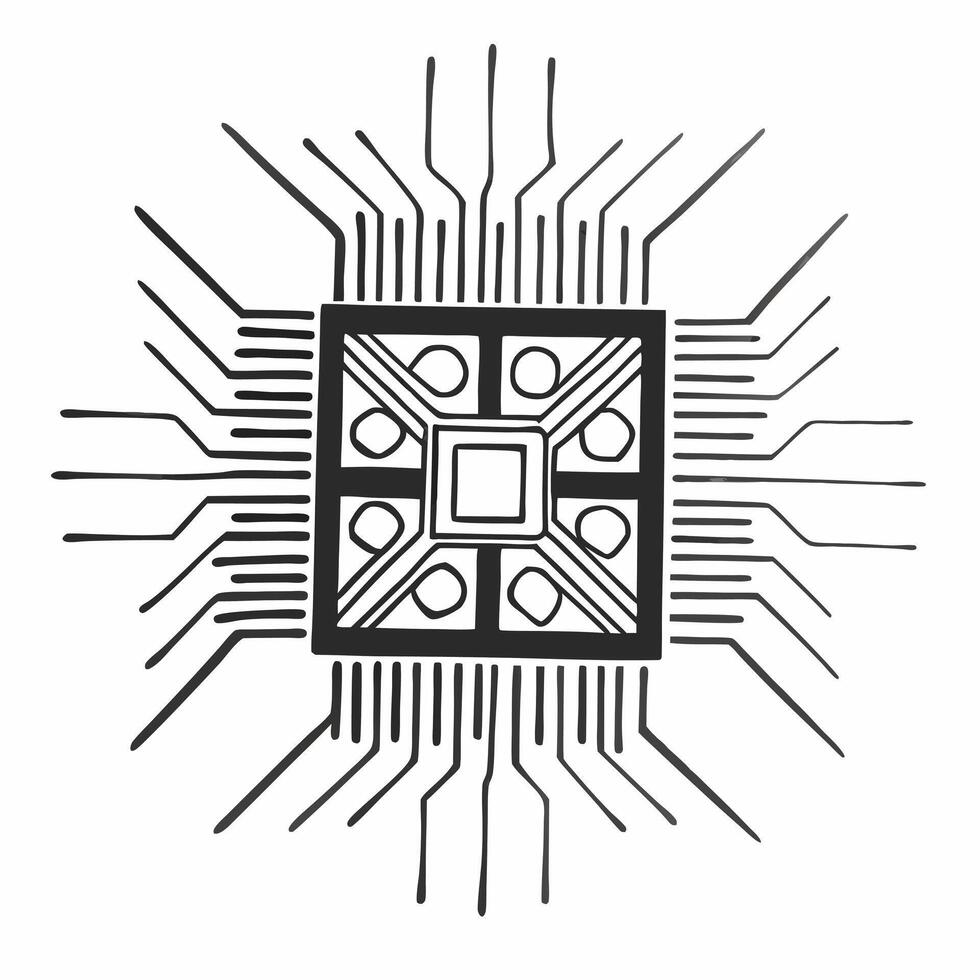 Glowing Abstract Financial Circuit Board concept as A futuristic digital art piece featuring a glowing circuit board with financial symbols representing spending savings and profit Squre vector
