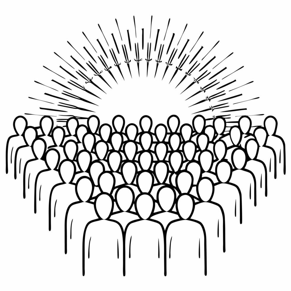 Glowing digital abstract crowd of people symbolizing diversity on Human Rights Day concept as A vibrant digital abstract crowd of glowing human figures symbolizing diversity equali Squre vector