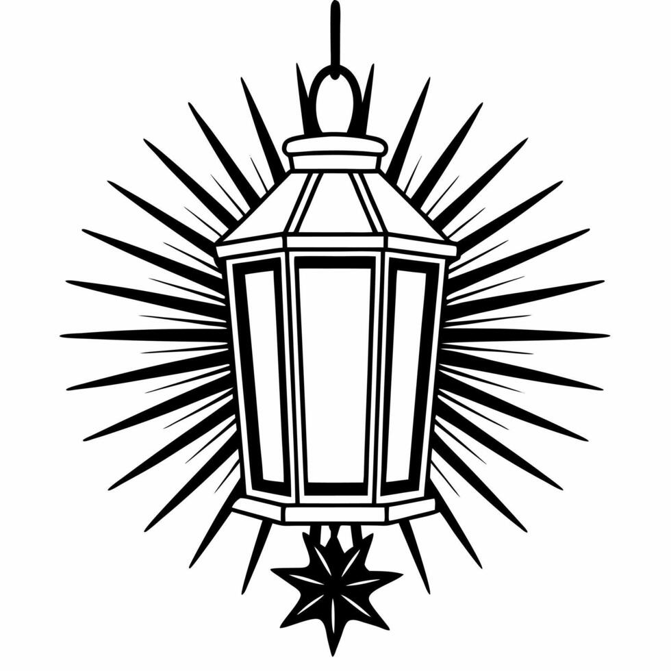 Glowing Diwali lantern with a hanging star isolated on a white background concept as A minimalist abstract featuring a glowing Diwali lantern with a hanging star isolated on Squre vector
