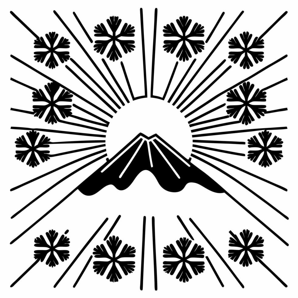 Glowing figure skiing down a radiant mountain with abstract snowflakes concept as A glowing skier descends a radiant mountain while abstract snowflakes float around creating a dyna Squre vector