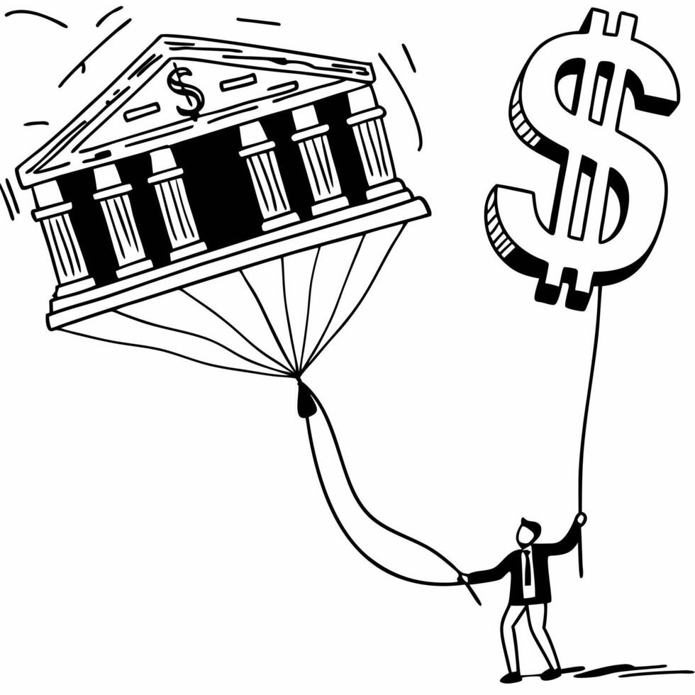Glowing holographic bank building and dollar sign floating on a glossy white surface with ample copy space concept as A professional image featuring a floating holographic bank bui Squre vector