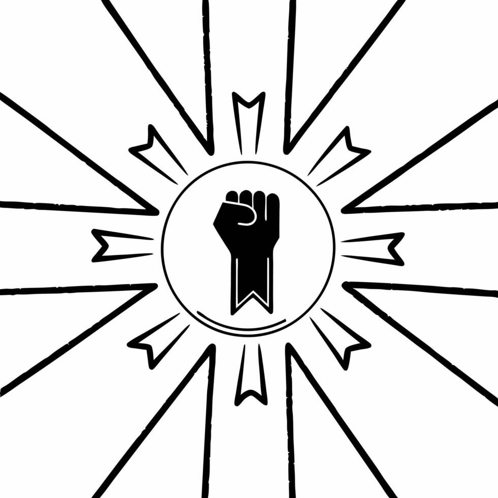 Glowing human rights badge with abstract digital burst symbolizing advocacy and rights concept as A glowing human rights badge floats in the center of an abstract digital burst sym Squre vector