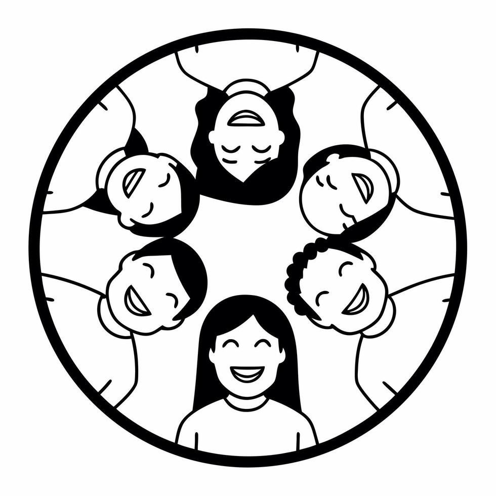 Group of diverse people candidly laughing and embracing for Human Rights Day concept as A candid shot of a diverse group of people laughing and embracing each other in a natural se Squre vector
