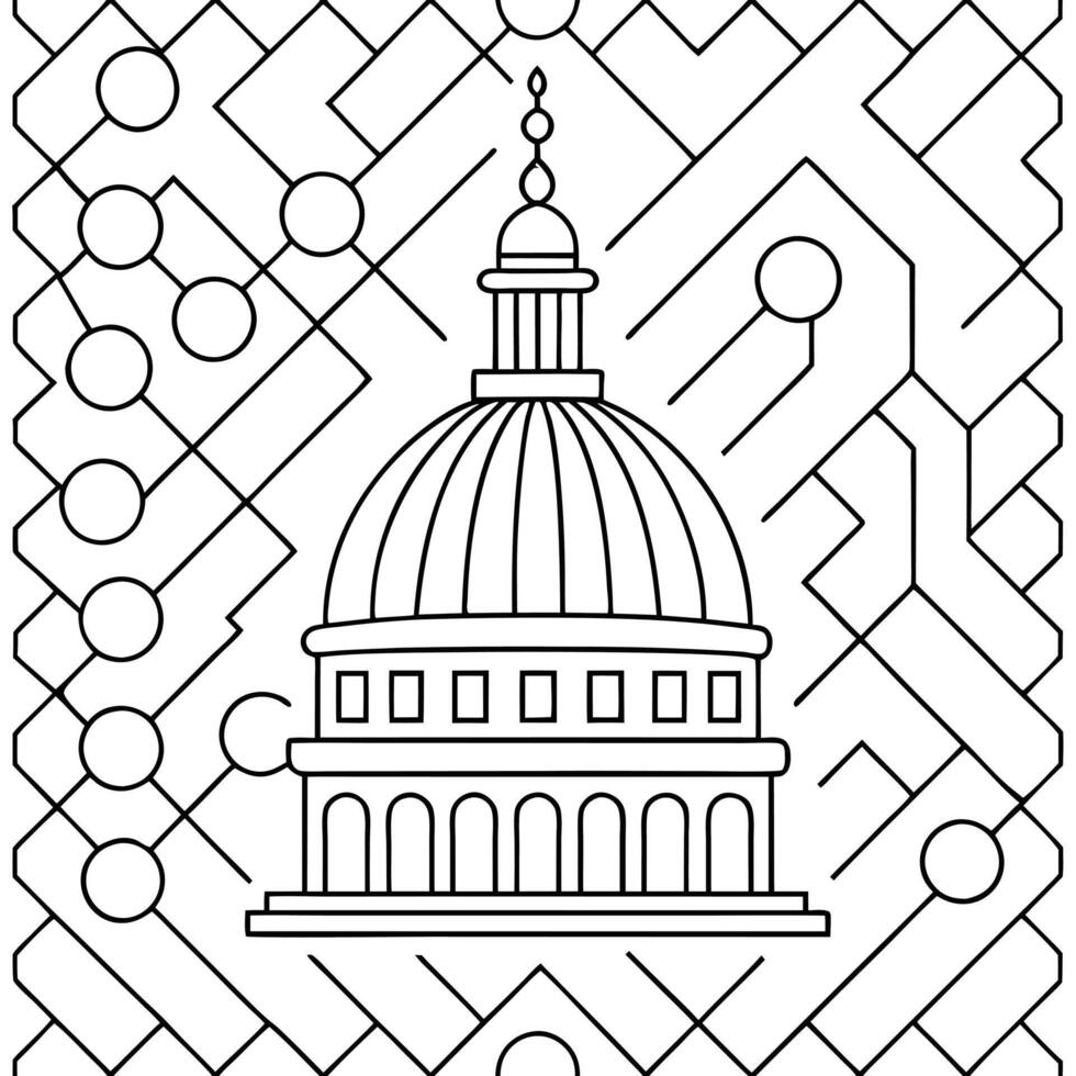 Hightech techno circuits tile motif featuring complex digital schematics and structured circuit pathways isolated white balance creating bold futuristic visuals concept as Complex Squre vector