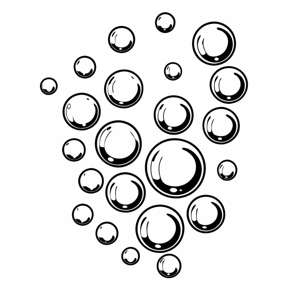 Holographic Champagne Bubbles concept as Medium shot of a holographic champagne bubble field against a plain white background with copy space Camera focuses on the mesmerizing hol Squre Set 2 vector
