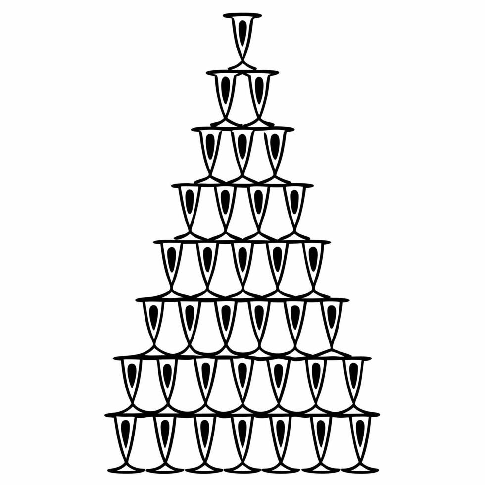 Holographic Champagne Flute Tower concept as Medium shot of a holographic champagne flute tower with glowing glasses set against a plain white background with copy space Camera hi Squre vector
