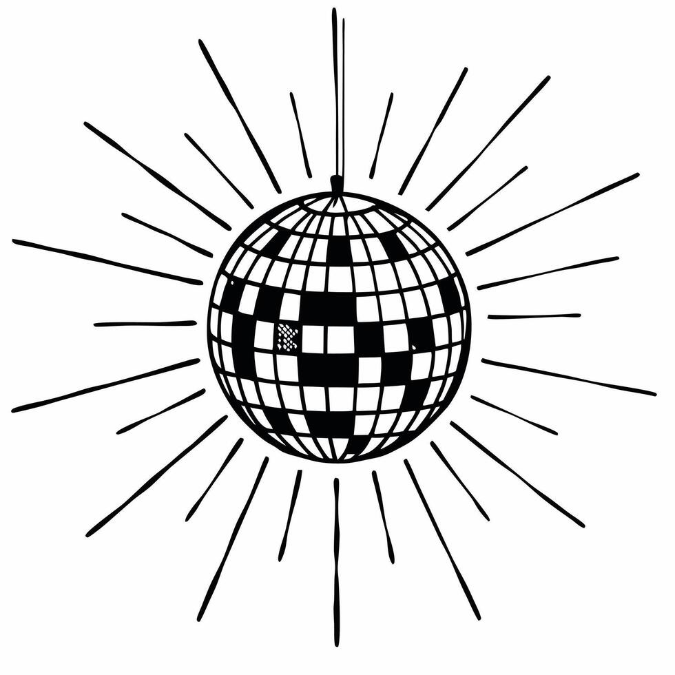 Holographic Disco Ball concept as Close up of a holographic disco ball emitting glowing light beams against a plain white background with copy space Camera captures the mesmerizin Squre vector