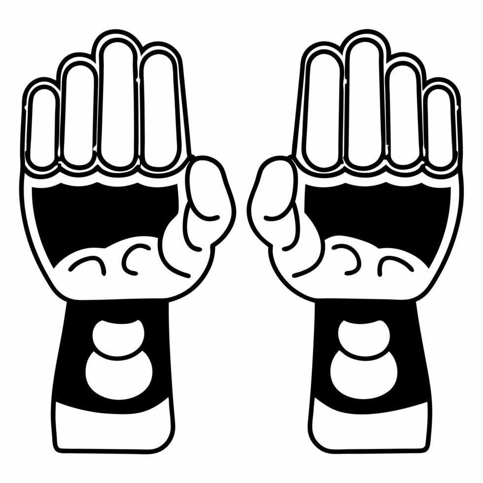 Holographic raised hands with glowing rights symbols copy space on side concept as A pair of holographic hands raised with glowing human rights symbols floating on an isolated whit Squre vector