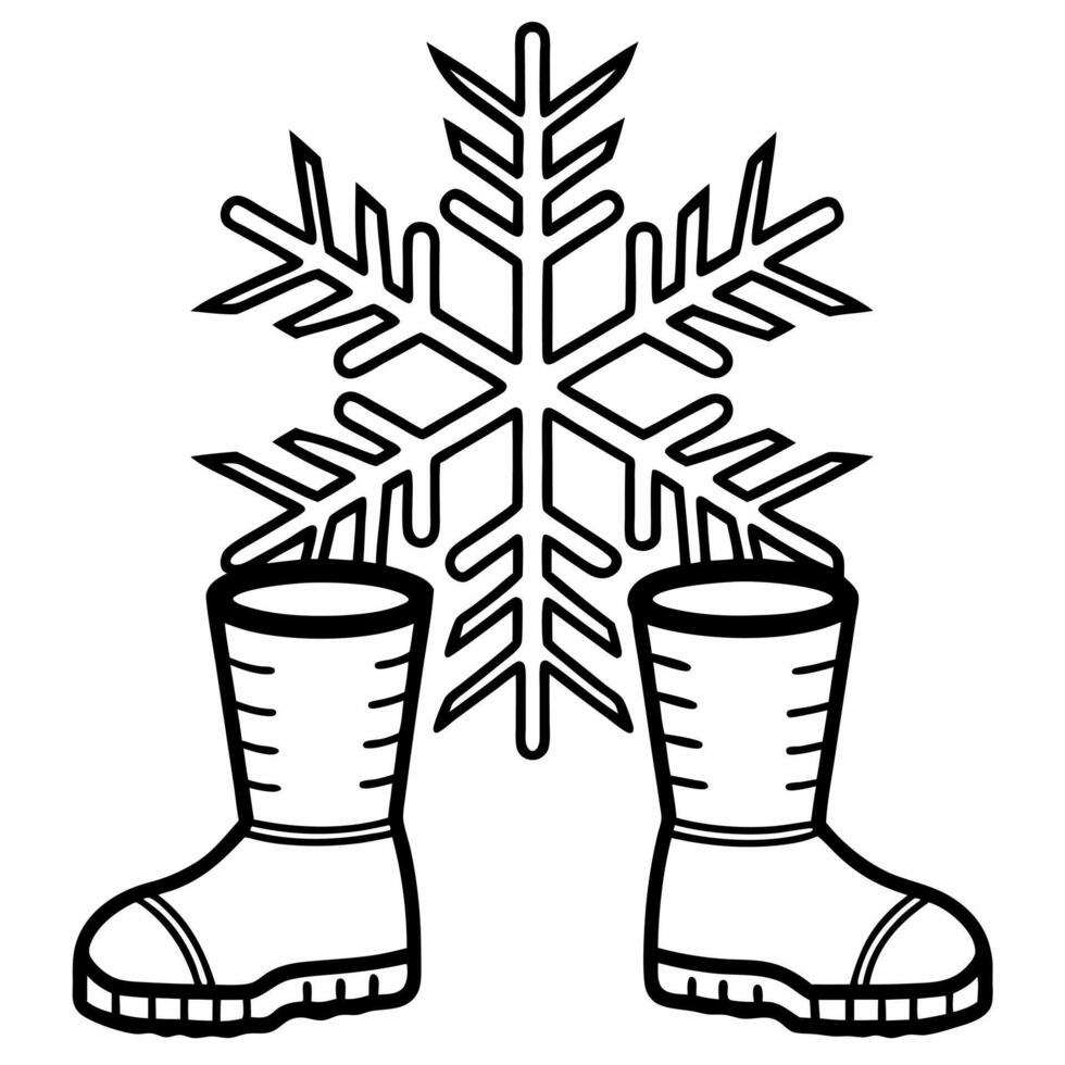 Holographic snowflake and glowing boots with copy space concept as A glowing pair of winter boots sits alongside a holographic snowflake isolated on a white background The design Squre vector