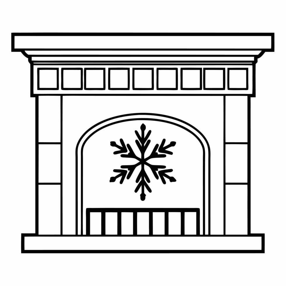 Holographic snowflake and glowing fireplace with copy space concept as A holographic snowflake floats next to a glowing fireplace isolated on a white background The design offers Squre vector