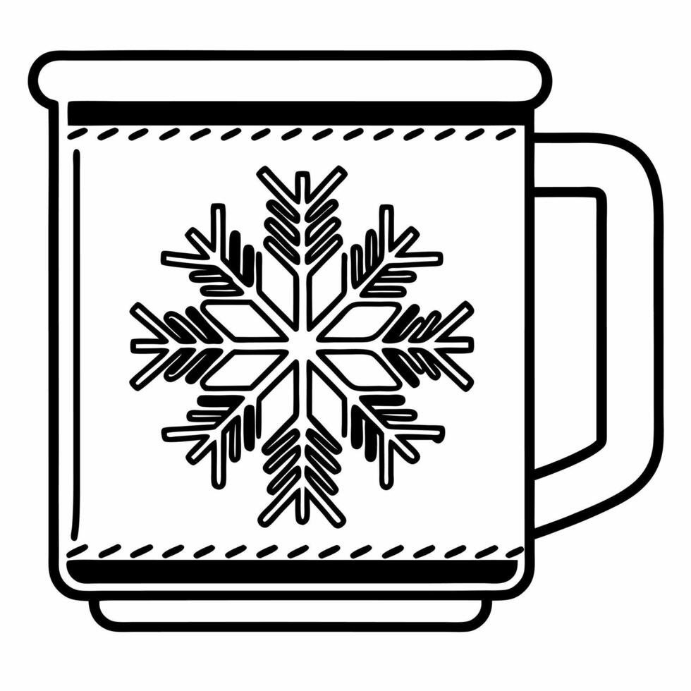 Holographic snowflake and glowing mug with copy space concept as A holographic snowflake floats beside a glowing winter mug creating a cozy wintery scene with isolated white balanc Squre vector
