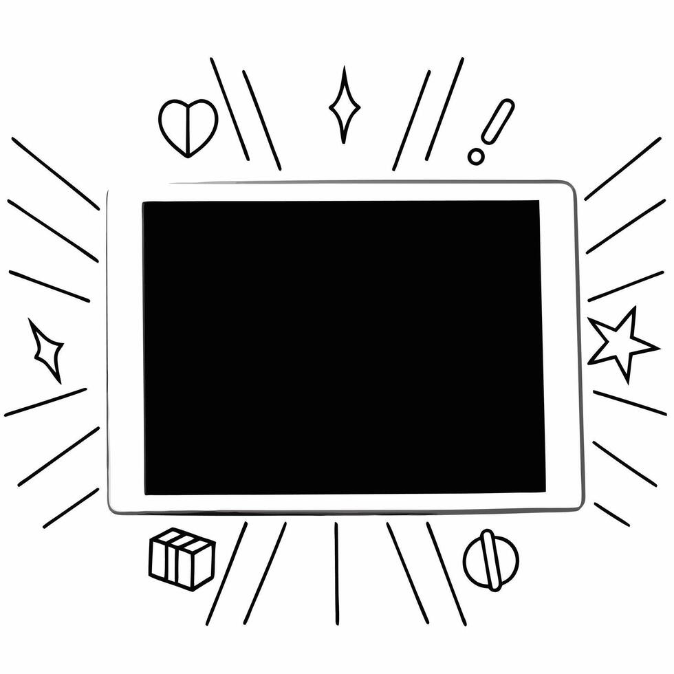 Holographic Tablet with Floating Payment and Promotion Icons concept as A tablet on a glossy white background with holographic payment and promotion icons floating around the devic Squre vector