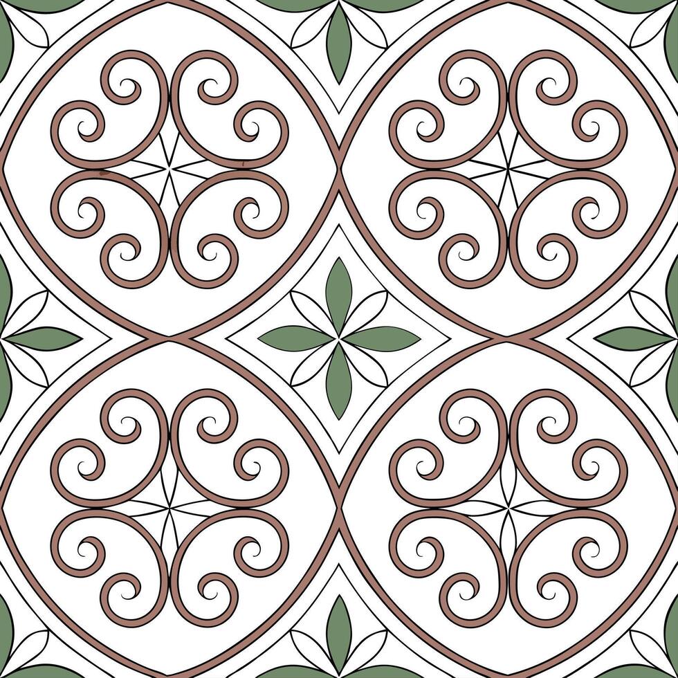Illustrate repetitive tile grids infused with classic baroque curves for brand identity kits elevating corporate or personal design projects concept as Incorporate swirling filigre Squre vector