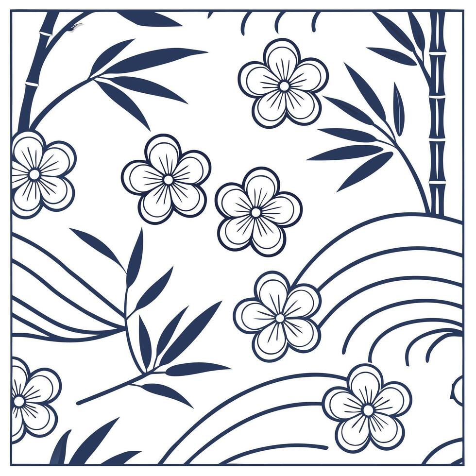 Integrate local Japanese symbols and motifs into seamless tile patterns focusing on minimalist designs and natural textures Clean vector