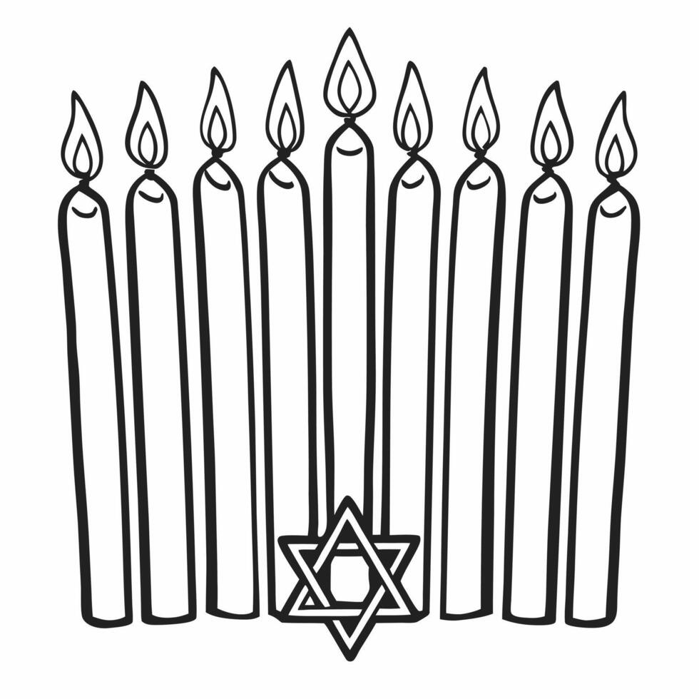 Isolated Hanukkah candles with a small Star of David on white background concept as Hanukkah candles paired with a small Star of David isolated on a white background This element Squre vector