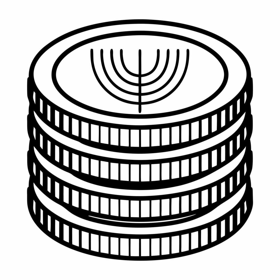 Isolated Hanukkah gelt stack on white background concept as A stack of Hanukkah gelt isolated on a white background ideal for infographics about Jewish customs or holiday tradition Squre vector