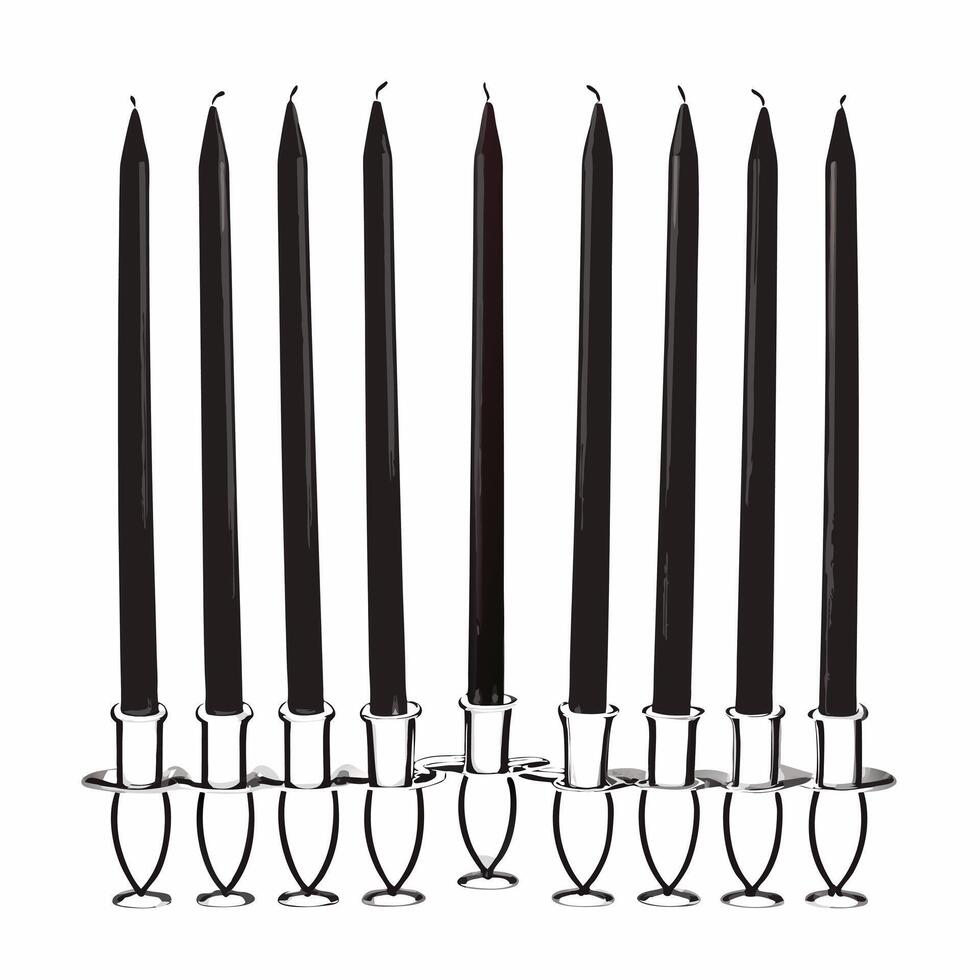 Isolated Hanukkah candles with reusable holders on white background concept as A set of Hanukkah candles placed in reusable holders isolated on a white background Perfect for info Squre vector