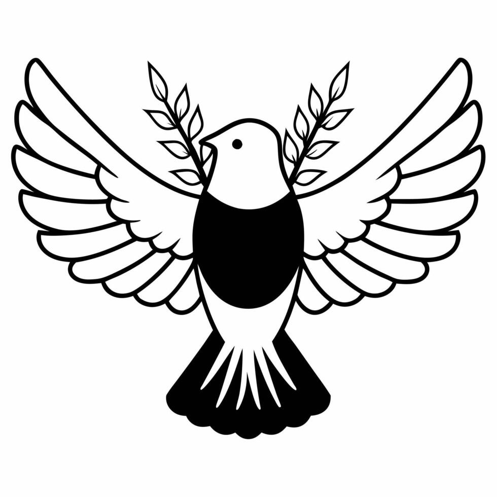 Isolated peace dove with olive branch symbolizing peace for Human Rights Day concept as A of a peace dove holding an olive branch isolated on a white background symbo Squre vector