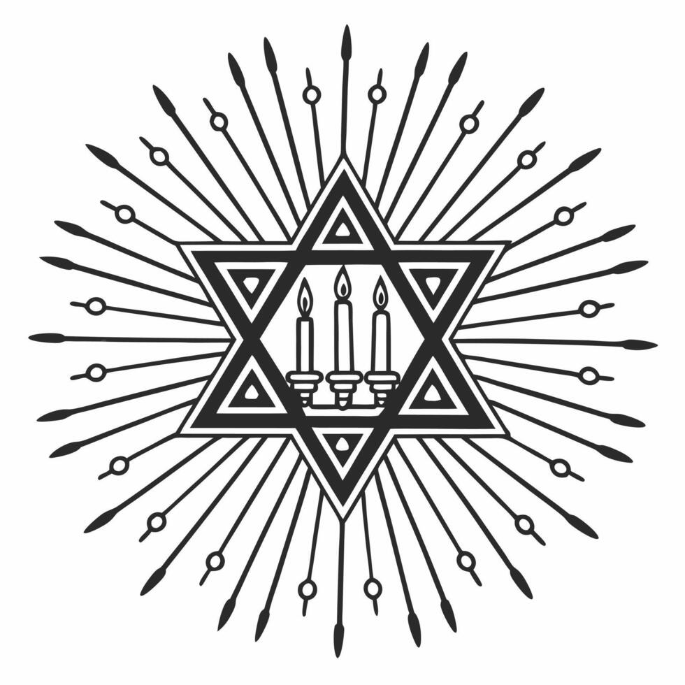 Isolated Star of David with Hanukkah candles on white background concept as A Star of David combined with Hanukkah candles isolated on a white background Great for infographics fo Squre vector