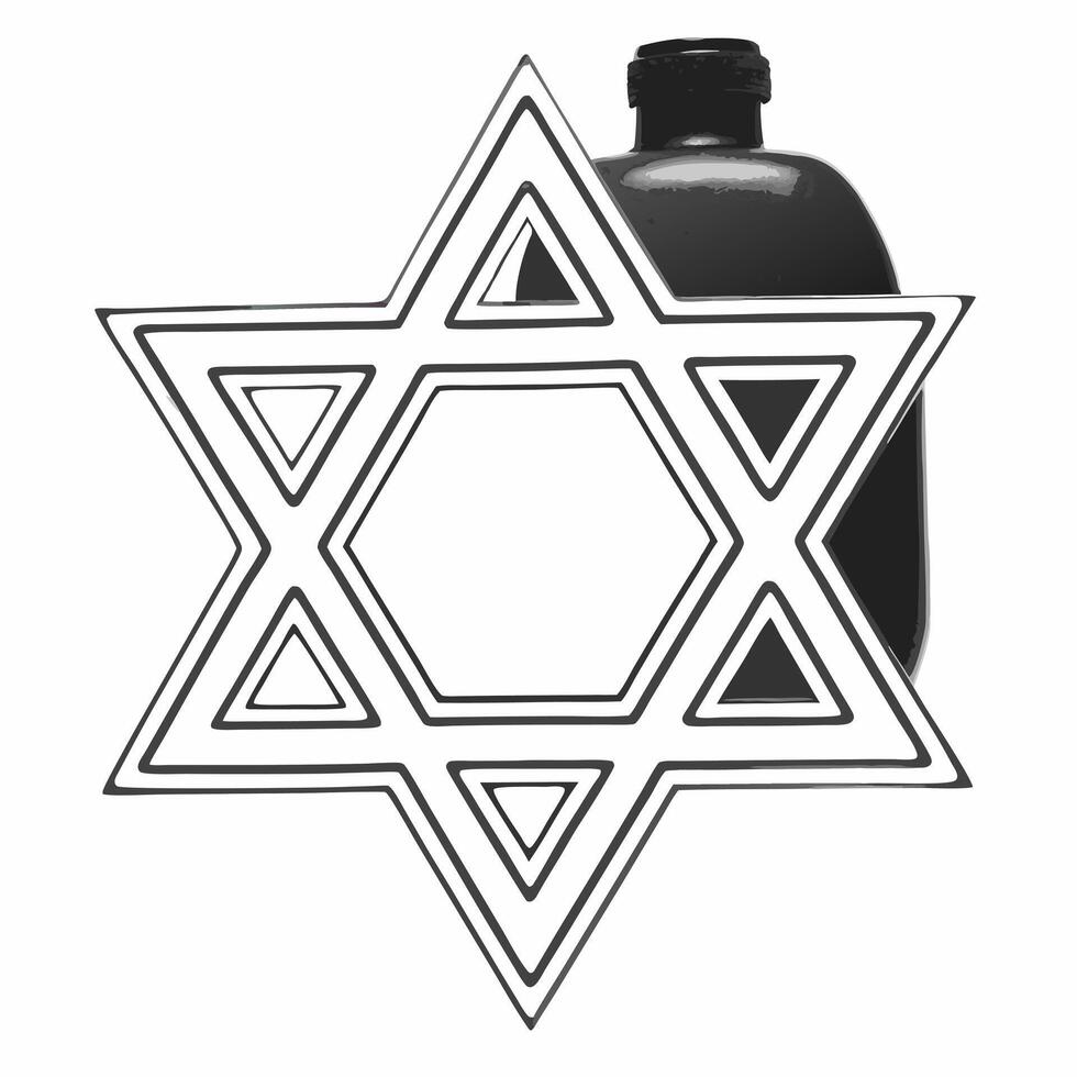 Isolated Star of David with oil jug on white background concept as A Star of David combined with an oil jug isolated on a white background The design represents the miracle of Han Squre vector