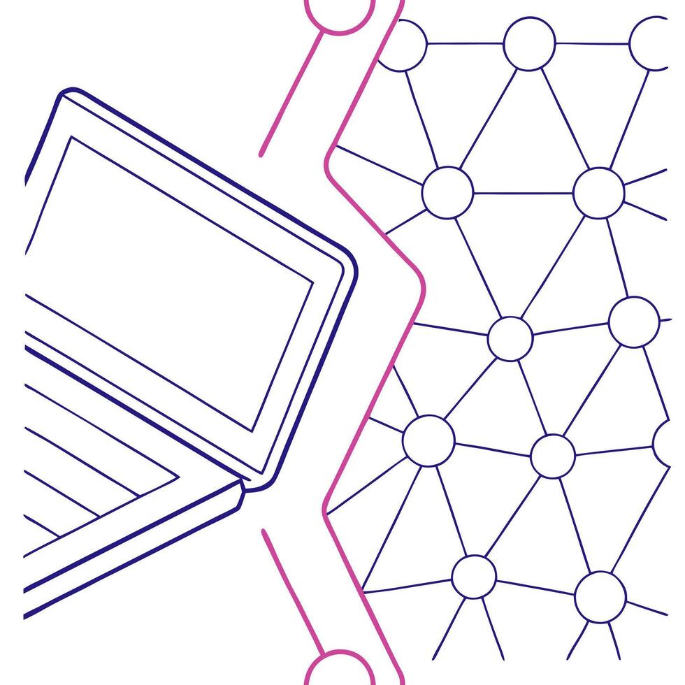 Layer data streams and node arrays into seamless cyber tile emphasizing angled lines against white negative space concept as Present futuristic code synergy with crisp geometry and Squre vector