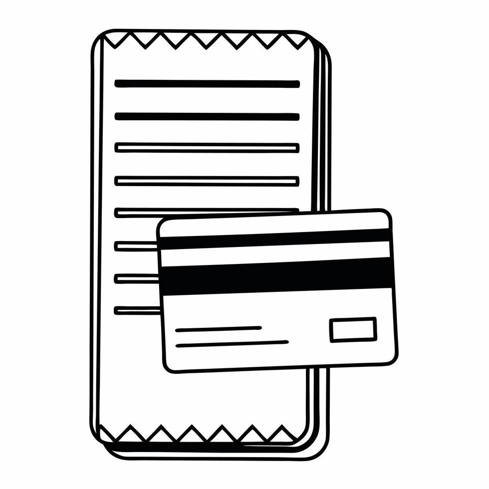 Levitating Credit Card with Digital Receipt concept as A credit card floating with a digital receipt isolated on a white background The design highlights digital transactions and Squre vector