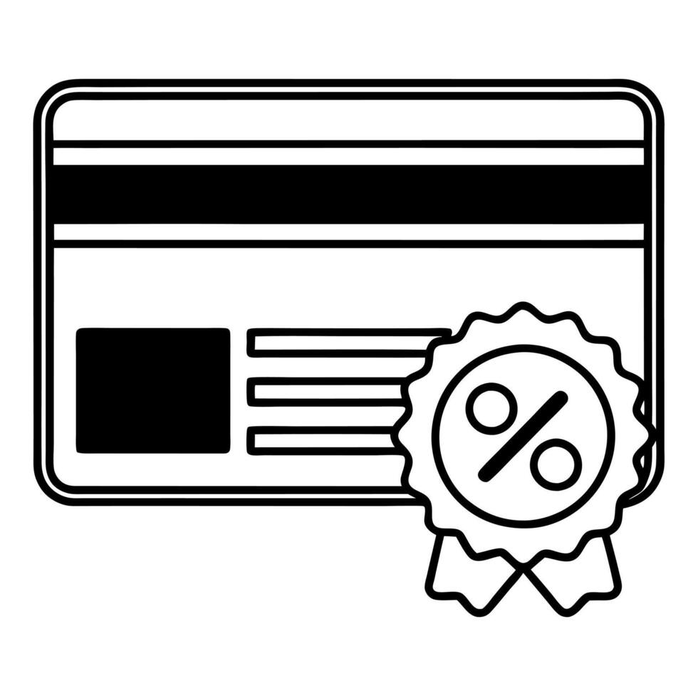Levitating Credit Card with Discount Badge concept as A credit card floating mid air with a discount badge attached isolated on a white background The design highlights promotiona Squre vector